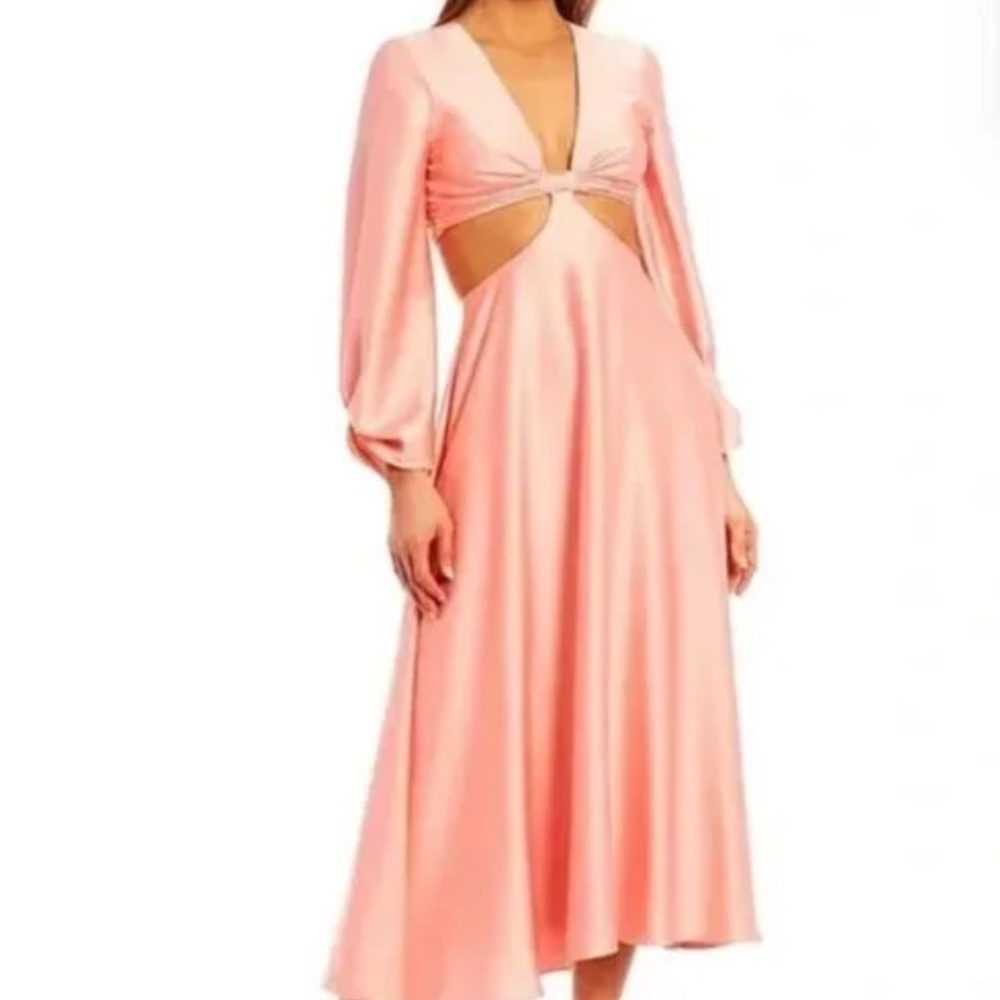 Gianni Bini Madeline Satin Plunge V-Neck Midi Dress